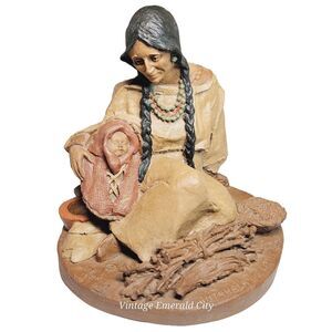 Tom Clark 1985 Nantahala And Little Bear #64 Signed 7 Inch Mother Baby 1985 Vtg